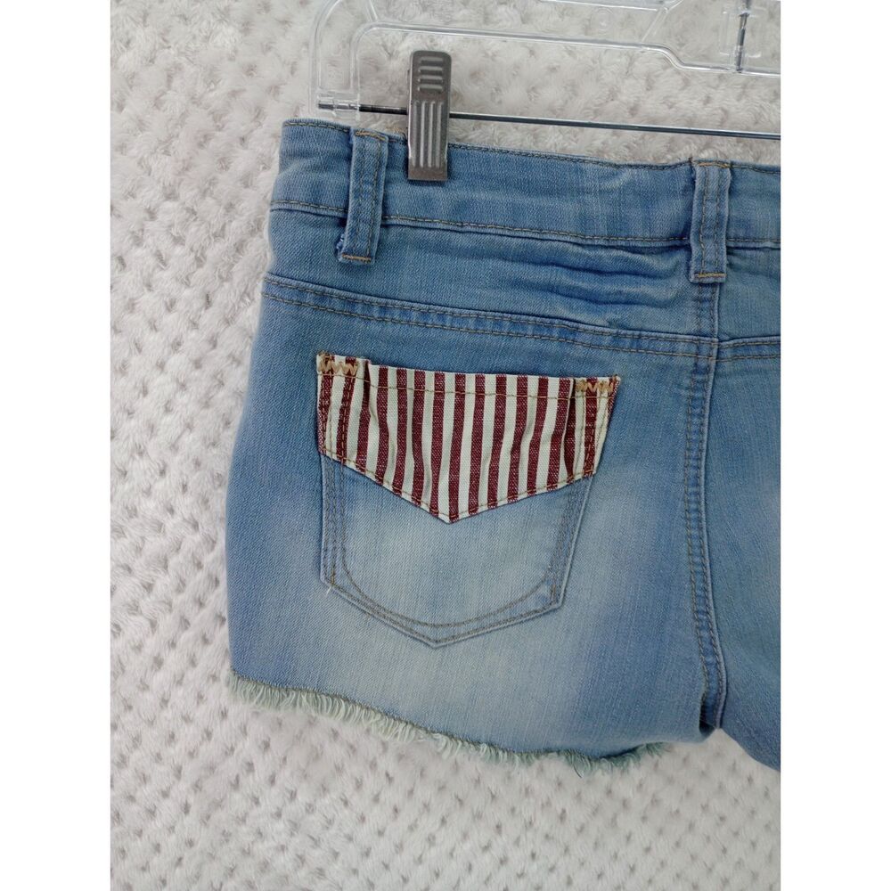 Hot Kiss American Patriotic Cici Short Juniors 9 Stars Stripes Cut Off Shorts - Picture 12 of 16